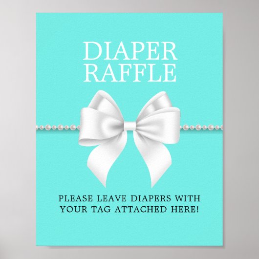 Poster Elégant Aqua Tiffany Baby shower Déchets Raffle (Devant)