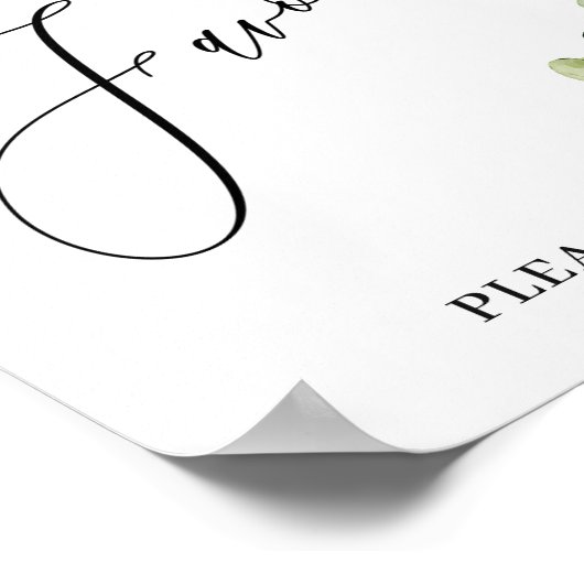 Poster Élégant Aquarelle Eucalyptus Faveur Mariage Signal (Coin)