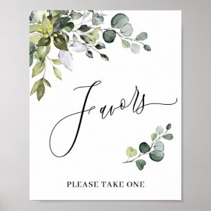 Poster Élégant Aquarelle Eucalyptus Faveur Mariage Signal