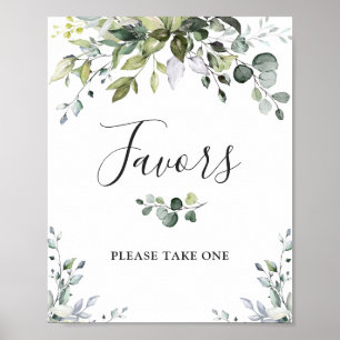 Poster Élégant Aquarelle Eucalyptus Faveur Mariage Signal