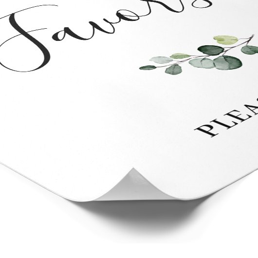 Poster Élégant Aquarelle Eucalyptus Faveur Mariage Signal (Coin)