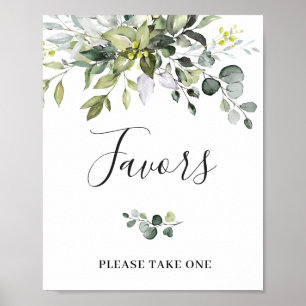 Poster Élégant Aquarelle Eucalyptus Faveur Mariage Signal