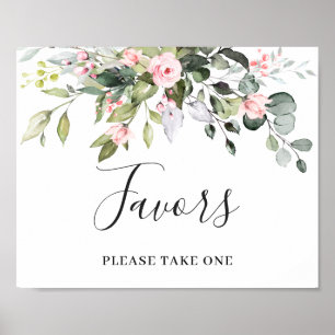 Poster Élégant Aquarelle Eucalyptus Faveur Mariage Signal