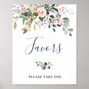 Poster Élégant Aquarelle Eucalyptus Faveur Mariage Signal