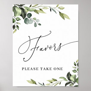 Poster Élégant Aquarelle Eucalyptus Faveur Mariage Signal