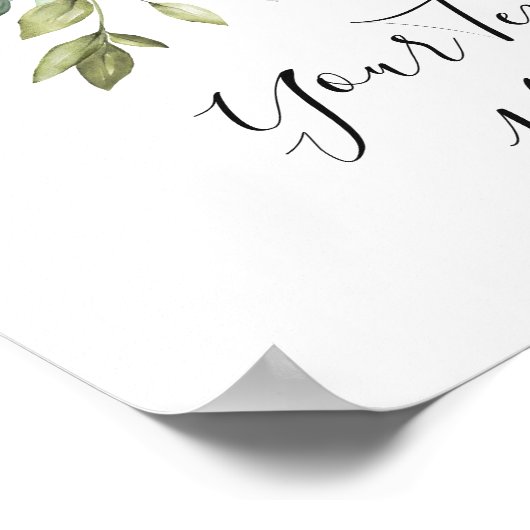 Poster Élégant Aquarelle Eucalyptus Mariage Panneau perso (Coin)