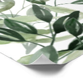 Poster Élégant aquarelle feuille botanique chasseur vert (Coin)