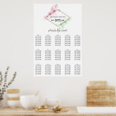 Poster Elégant Aquarelle Fleurs Mariage (Cuisine)