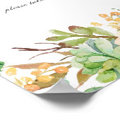 Poster Élégant aquarelle Succulent mariage Faveurs Signer (Coin)