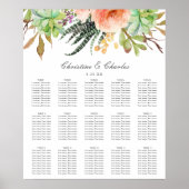 Poster Elégant aquarelle Succulent Mariage Seating Chart (Devant)