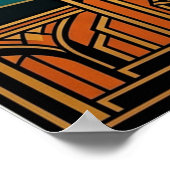 Poster Elegant Art Deco Maple Tree Silhouette Gold Teal (Coin)