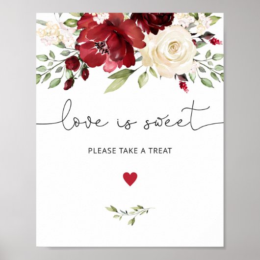 Poster Élégant automne bordeaux L'amour est doux, prenez  (Devant)