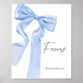 Poster Elégant Baby shower Bleu Bow Faveurs (Devant)