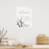 Poster Elégant Baby shower bouteille de champagne Bienven (Cuisine)