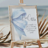 Poster Elégant Baby shower Bow bleu Dusty Hot Cocoa Bar