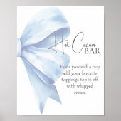 Poster Elégant Baby shower Bow bleu Dusty Hot Cocoa Bar (Devant)