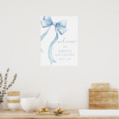 Poster Elégant Baby shower Bow Boy Coquette Bleu Bienvenu (Cuisine)