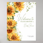 Poster Elégant baby shower de tournesol fleuri signe de b (Devant)