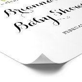 Poster Elégant Baby shower de verdure or Bienvenue (Coin)