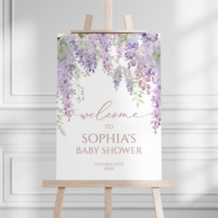 Poster Elégant Baby shower Purple Wisteria Bienvenue