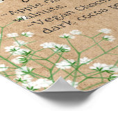 Poster Elegant Baby's Breath Floral Boho Mariage Menu (Coin)