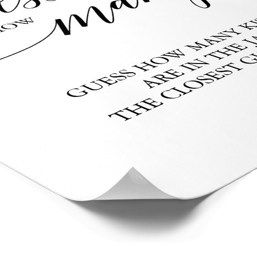 Poster Élégant baisers devinez combien en écriture callig (Coin)