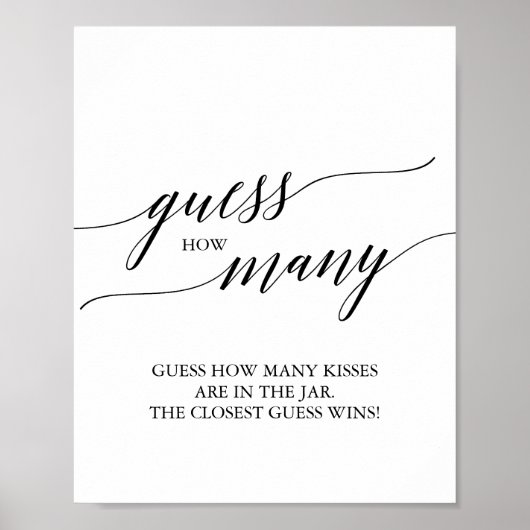 Poster Élégant baisers devinez combien en écriture callig (Devant)