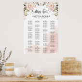 Poster Élégant banquette à fleurs rose vif (Cuisine)