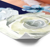 Poster Elégant Bat mitzvah floral bleu marine Bienvenue (Coin)