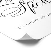 Poster Élégant bâtons de lueur Calligraphie noire | Table (Coin)