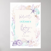 Poster Elégant Beach Ocean Corals Baby shower Bienvenue (Devant)
