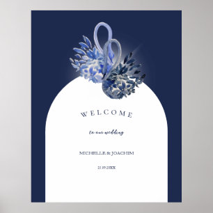Poster Elégant Beau Cygnes Bleus Aquarelle Art