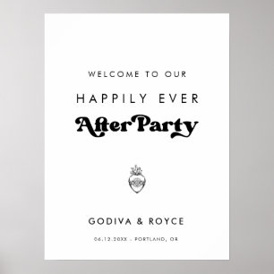 Poster Elégant Bienvenue à notre Happy Ever After Party