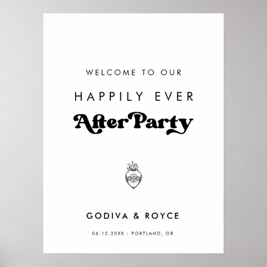Poster Elégant Bienvenue à notre Happy Ever After Party (Devant)