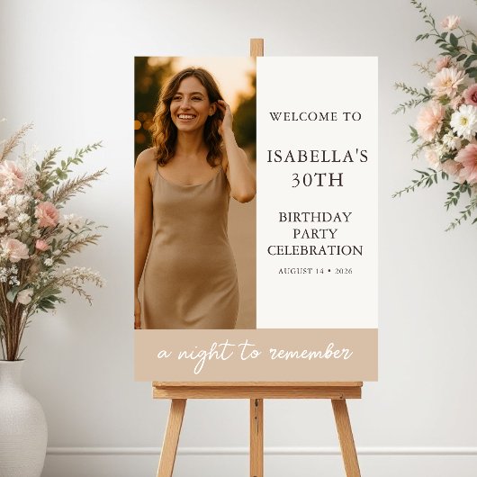 Poster Elegant Birthday Party Photo Welcome