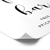 Poster Elegant black and white Open bar wedding sign (Coin)