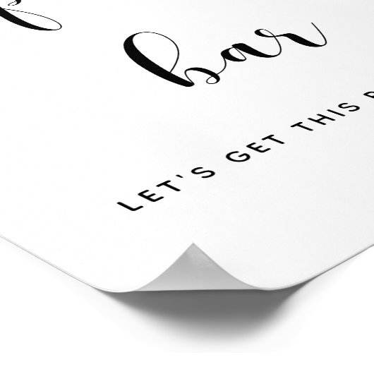 Poster Elegant black and white Popcorn bar wedding sign (Coin)