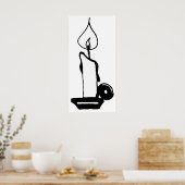 Poster Elegant Black And White Vintage Burning Candle (Cuisine)