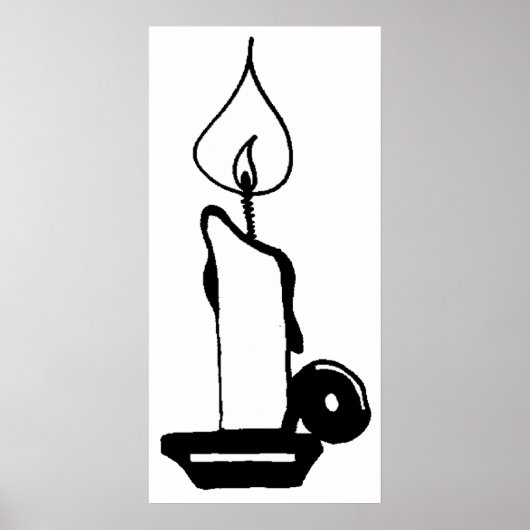 Poster Elegant Black And White Vintage Burning Candle (Devant)