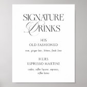 Poster Elegant Black and White Wedding Signature Drinks (Devant)