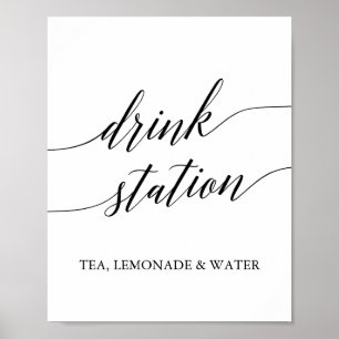 Poster Elegant Black Calligraphy Drink Station