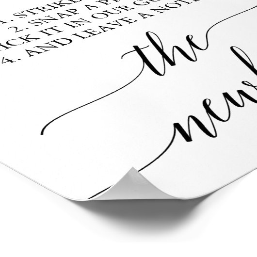 Poster Elégant Black Calligraphy Photo Livre d'Invité (Coin)