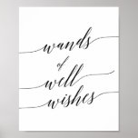 Poster Elegant Black Calligraphy Wands Well Wishes Sign<br><div class="desc">This elegant black calligraphy wands of well wishes sign is perfect for a simple wedding. The neutral design features a minimalist poster decorated with romantic and whimsical typography.</div>