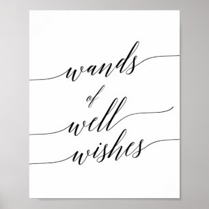 Poster Elegant Black Calligraphy Wands Well Wishes Sign