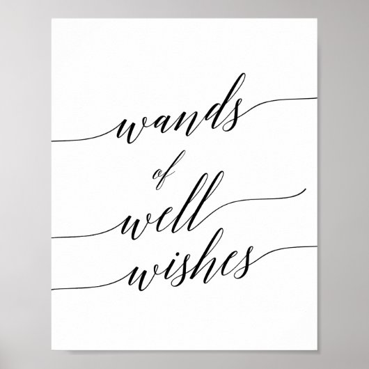 Poster Elegant Black Calligraphy Wands Well Wishes Sign (Devant)