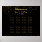 Poster Elégant Black & Gold 8 tables Seating Chart (Devant)