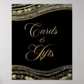 Poster Elegant Black Gold Agate Cards & Gifts Sign (Devant)