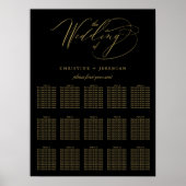 Poster Elégant Black Gold Elegant Script Mariage Siège (Devant)
