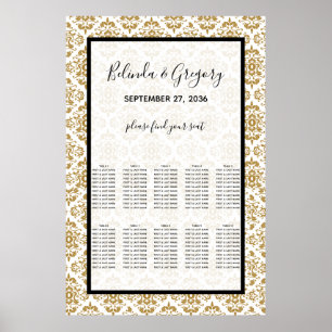 Poster Elegant Black Gold Vintage Seating Chart