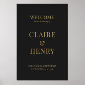 Poster Elegant Black Gold Wedding Welcome Sign (Devant)